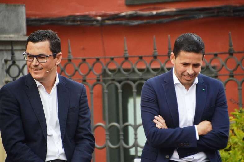 Pablo Rodríguez y Héctor Suárez en el acto celebrado en San Juan para presentar al segundo como candidato a la Alcaldía de Telde/TA.